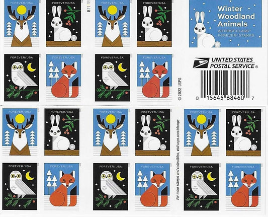 Winter Woodland Animals Forever Postage Stamps